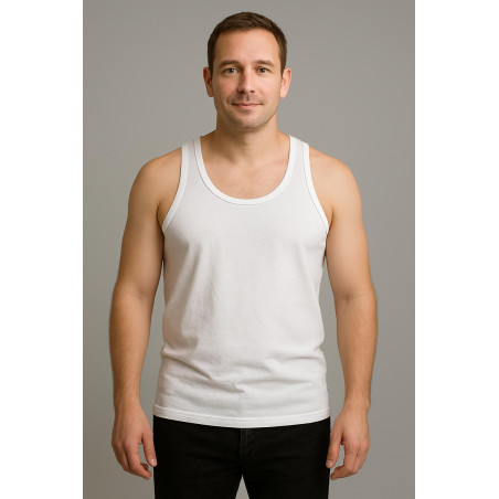 Men’s White Ribbed Tank Top