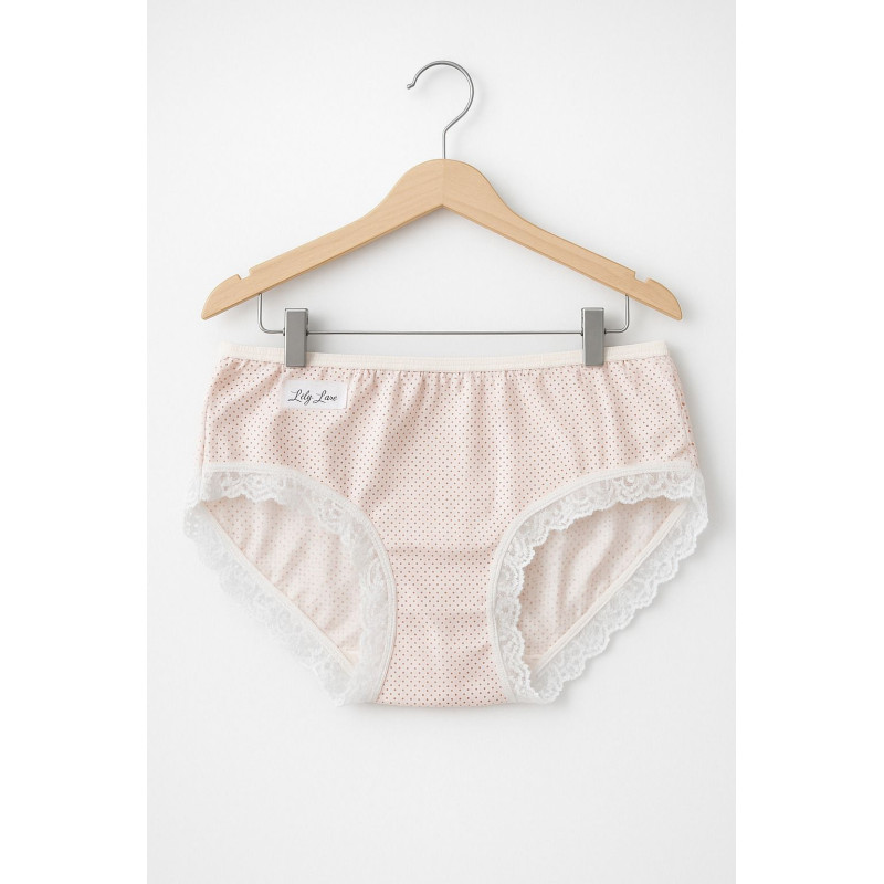 Lace Trim Polka Dot Brief