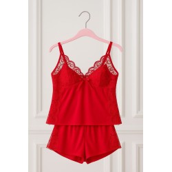 Lace Satin-Look Shorts Pajama Set