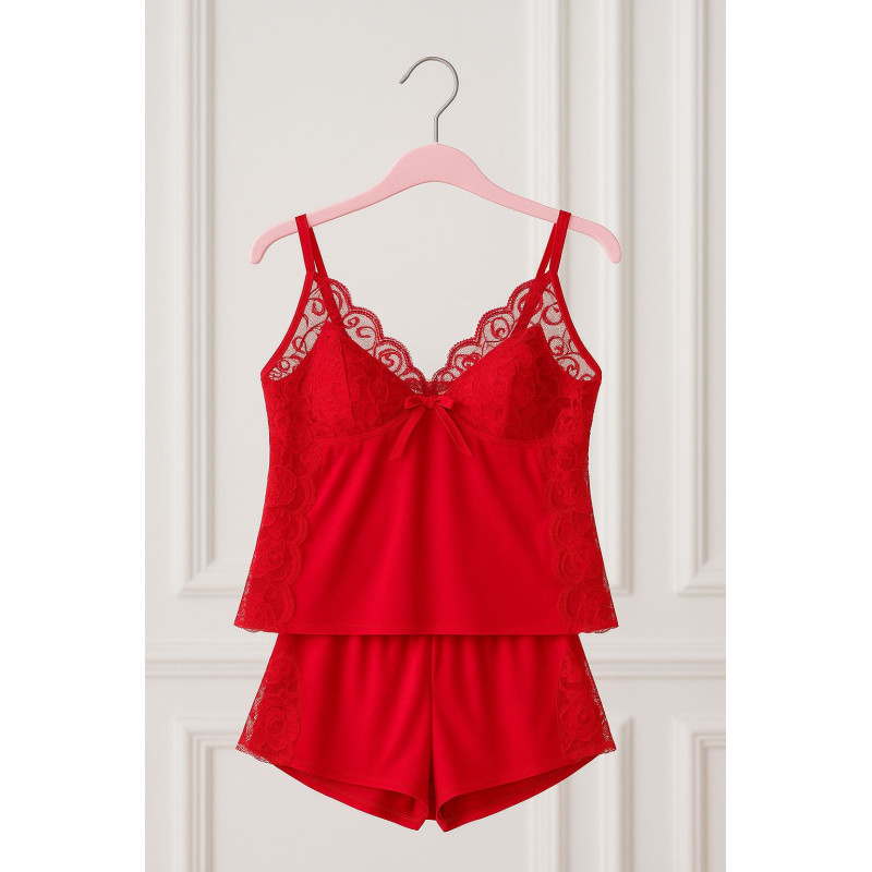 Lace Satin-Look Shorts Pajama Set Lace Satin-Look Shorts Pajama Set