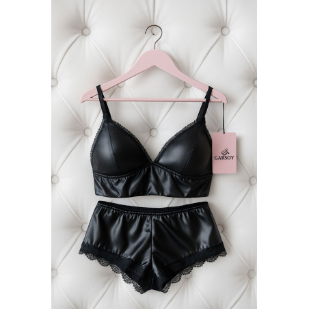 Leather-Look Bralette & Shorts Set