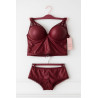 Burgundy Faux Leather Bra Set