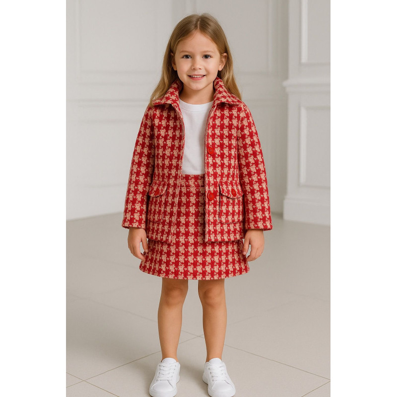 Ensemble 3 Pièces Fille Rouge à Motifs Ensemble 3 Pièces Fille Rouge à Motifs