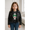 Ensemble Fille Veste en Similicuir & T-shirt Court Imprimé