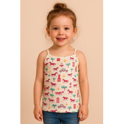 Débardeur Fille à Fleurs en Coton